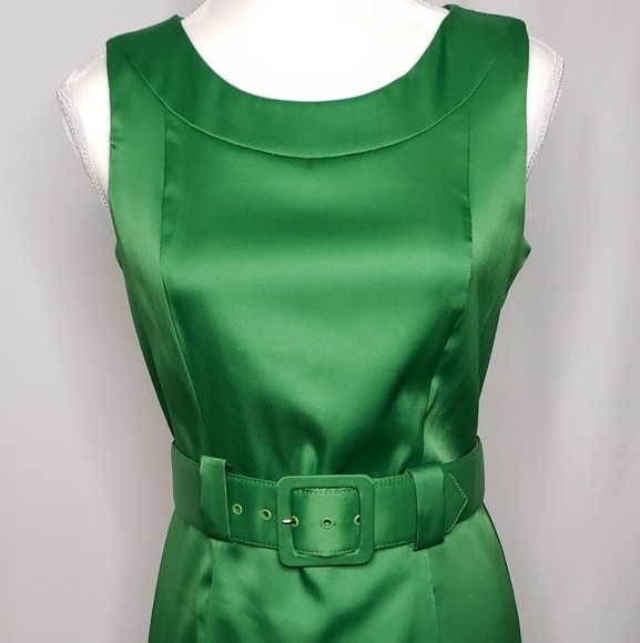 Dress Barn Dresses & Skirts - Kelly Green Satin Belted Dress